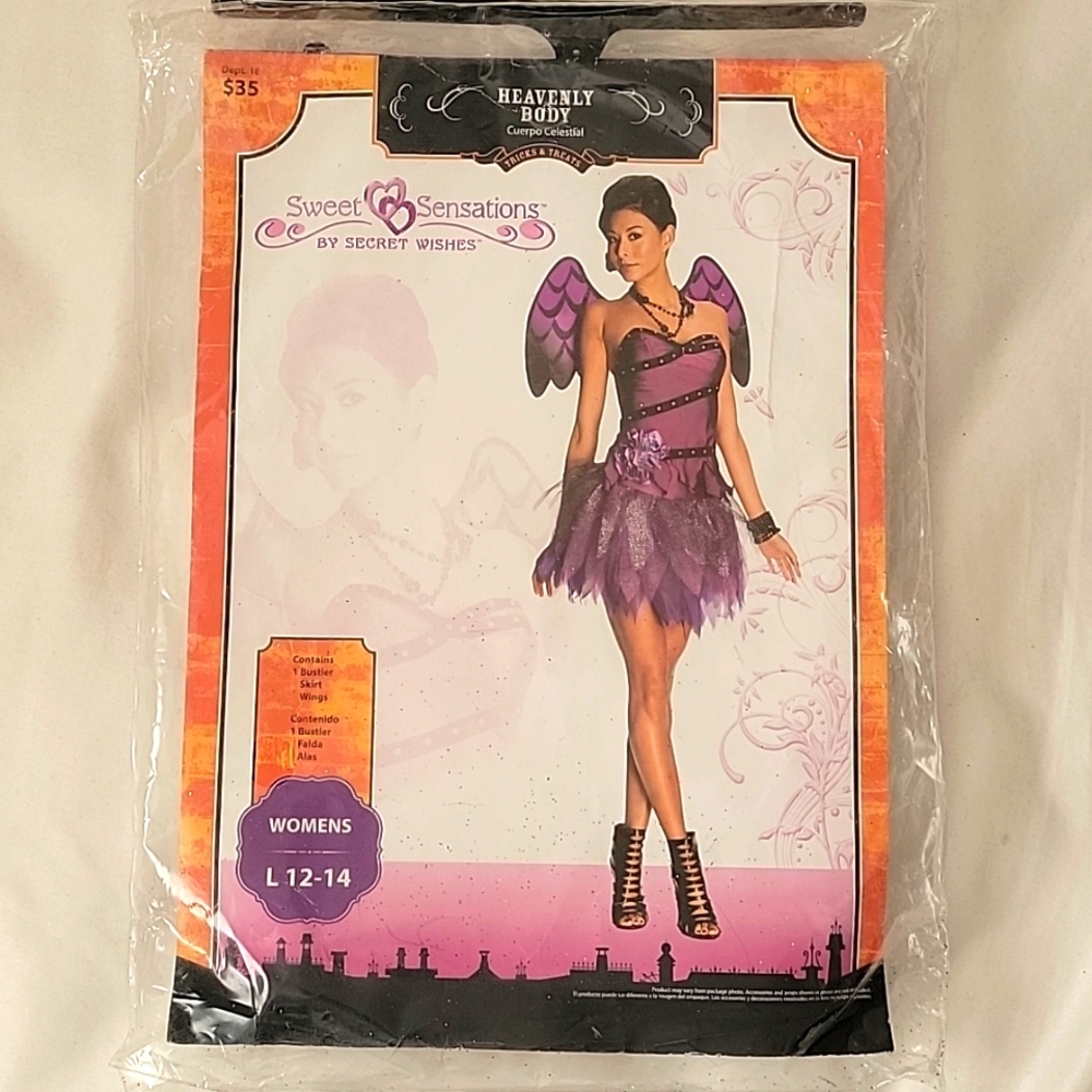 Costume Heavenly Body Purple Fairy Costume Bustier Skirt Wings LG 12-14